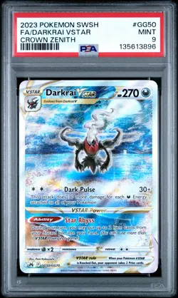 2023 POKEMON SWORD & SHIELD CROWN ZENITH #GG50 FULL ART/DARKRAI VSTAR PSA 9 - Image 1