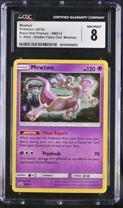 Pokemon Mewtwo Cosmos Holo #SM214 Hidden Fates Promo 2019 - CGC 8 - Image 1