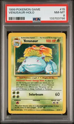 1999 POKEMON GAME #15 VENUSAUR-HOLO PSA 8 - Image 1