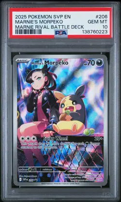 2025 POKEMON SVP EN-SV BLACK STAR PROMO #206 MARNIE'S MORPEKO PSA 10 - Image 1