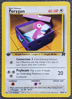 1st Edition Porygon - Team Rocket - #48/82 - Vintage Pokemon Card 2000 WOTC - Image 1