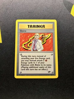 Blaine 100/132 NM/LP -Vintage Rare Pokemon Card- Gym Challenge (7q) - Image 1