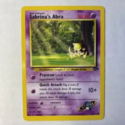 Pokemon TCG Gym Challenge Set Unlimited Sabrina's Abra 94/132 Non Holo DAMAGED - Image 1