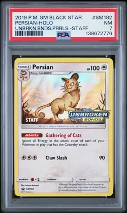 2019 POKEMON SM BLACK STAR PROMO #SM182 PERSIAN-HOLO PSA 7 - Image 1