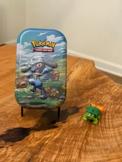 NEW & SEALED Pokemon TCG Mini Tin w/ Swsh Era Booster Packs - Riolu & Bidoof - Image 1