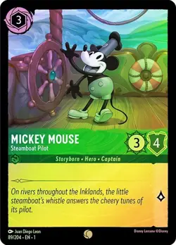 Mickey Mouse Steamboat Pilot 89/204 The First Chapter Cold Foil Disney Lorcana - Image 1