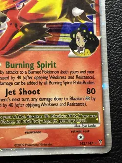 Pokemon Card Blaziken FB LV.X Holo 142/147 Supreme Victors MP - Image 5