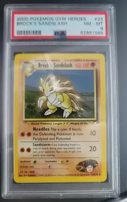 Pokemon PSA 8 Brock's Sandslash 23/132 - Gym Heroes 2000 Rare Near Mint NM Card - Image 1