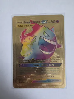 Gengar & Mimikyu Gold Foil Fan Art Vinyl Textured Collector Pokemon Card - Image 1