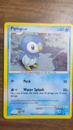 Pokemon TCG Piplup 93/130 Cosmos Holos Diamond & Pearl SWIRL Card - Image 1