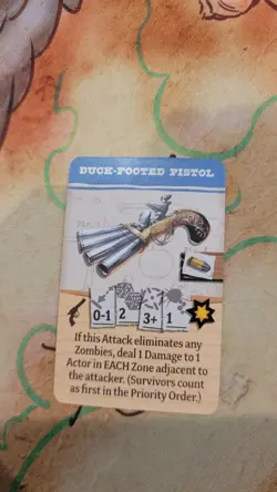 Zombicide: Undead or Alive Duck-Footed Pistol Promo Card CMON Dice Tower New - Image 1
