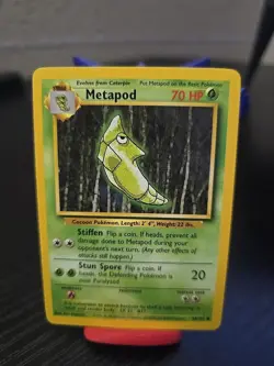 Pokemon TCG Metapod Base Set Unlimited Common Card 54/102 Vintage NM - Image 1