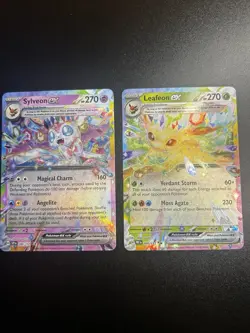 Pokemon TCG Leafeon & Sylveon Double Rare Surging Sparks NM 2 Cards - Image 1