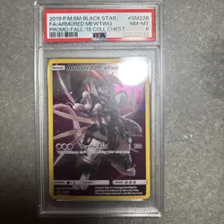 Pokemon 2019 Collector Chest Armored Mewtwo SM228 BlackStar Promo PSA 8 Swirl🌀 - Image 1