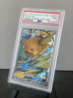 Raichu GX | PSA 9 MINT | 2019 Black Star Promo Hidden Fates SM213 | Pokemon - Image 1