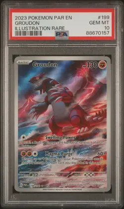 PSA 10 Gem Mint Groudon Pokemon Paradox Rift PAR En Illustration Rare #199 2023 - Image 1