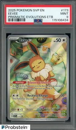 2025 Pokemon SVP EN Prismatic Evolutions ETB #173 Eevee PSA 9 MINT - Image 1