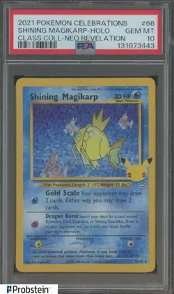2021 Pokemon Celebrations Class. Neo Revelation Shining Magikarp Holo PSA 10 - Image 1
