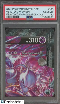 2021 Pokemon SWSH BSP Mewtwo V Union Special Coll. #160 Mewtwo V Union PSA 10 - Image 1