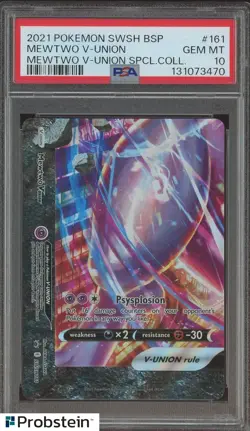 2021 Pokemon SWSH BSP Mewtwo V Union Special Coll. #161 Mewtwo V Union PSA 10 - Image 1