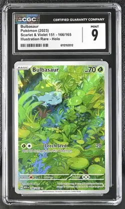 Bulbasaur *CGC 9* Illustration Rare *Scarlet & Violet 151* #166 * Pokemon - Image 1