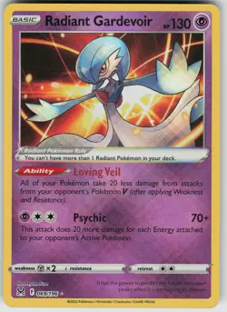Pokemon Radiant Gardevoir 069/196 SWSH11: Lost Origin Radiant Rare NM - Image 1