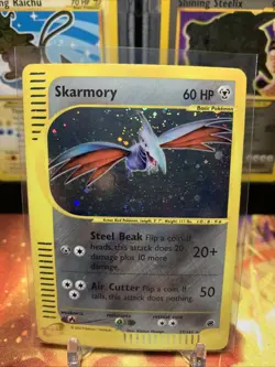 Pokemon TCG Skarmory 27/165 Expedition 2002 Holo Rare DMG SWIRL E Series WOTC - Image 1