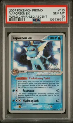 2007 POKEMON WORLD CHAMPIONSHIPS PROMO LEGEND ASCENT #110 VAPOREON EX PSA 10 - Image 1