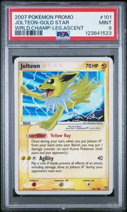 2007 POKEMON WORLD CHAMPIONSHIPS PROMO LEGEND ASCENT JOLTEON-GOLD STAR PSA 9 - Image 1