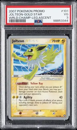 2007 POKEMON WORLD CHAMPIONSHIPS PROMO LEGEND ASCENT JOLTEON-GOLD STAR PSA 3 - Image 1