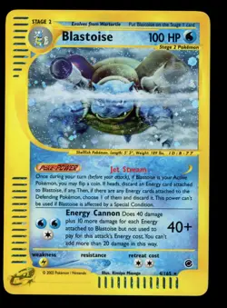 2002 WOTC POKEMON EXPEDITION BASE SET BLASTOISE 4/165 HOLO RARE E READER NM - Image 1