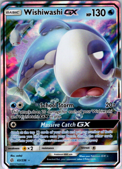 Wishiwashi GX 63/236 Cosmic Eclipse Ultra Rare Holo Pokemon TCG Card NM - Image 1