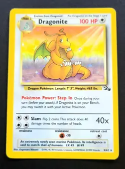 Dragonite 4/62 Pokemon TCG Fossil Set Card Holo Rare - Image 1