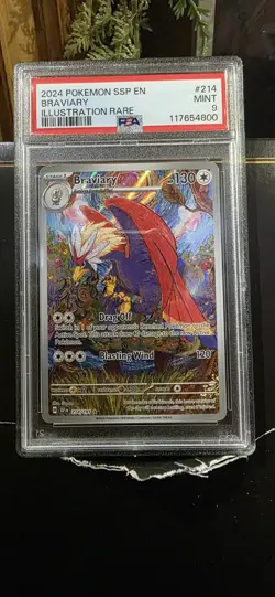 Pokemon TCG Braviary Illustration Rare Card 214/191 Surging Sparks PSA 9 - Image 1