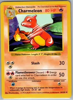 Charmeleon 24/102 Base Set (Shadowless) - Pokemon Card - NM - Image 1