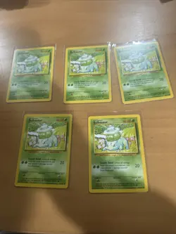 Pokemon TCG Bulbasaur Card 44/102 Unlimited Base Set (X5) - Image 1