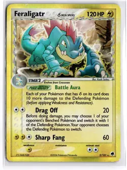 Pokemon TCG Feraligatr (Delta Species) 2/101 Dragon Frontiers Holo Light Play - Image 1