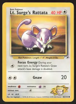Pokemon TCG Gym Heroes #082/132 Lt. Surge's Rattata LP - Image 1