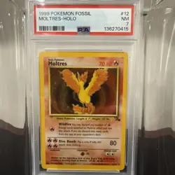Pokemon Fossil Moltres Holo 12/62 - PSA 7 Near Mint- 1999 WOTC Vintage Holo Rare - Image 1