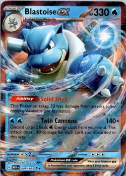 Pokemon TCG Blastoise ex - 009/165 - SV: Scarlet & Violet 151 NM (SKU 1-2) - Image 1