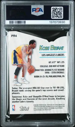 🔥1999 Topps Prodigy #PR4 Kobe Bryant PSA 10 Gem Mint Lakers HOF - Image 2