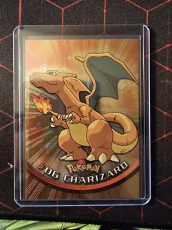 1999 Topps #06 Charizard Holo Foil TV Animation Series 1 Pokemon Black Logo NM - Image 1