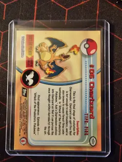 1999 Topps #06 Charizard Holo Foil TV Animation Series 1 Pokemon Black Logo NM - Image 2