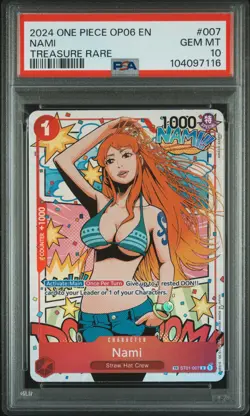One Piece Nami Treasure Rare TR ST01-007 OP06 Wings Captain GEM MINT PSA 10 - Image 1