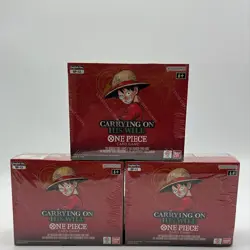 Lot of (3) One Piece OP-13 Carrying His Will Booster Boxes Sealed - Image 1