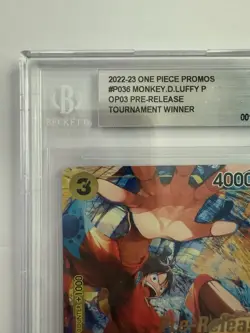 One Piece CCG Monkey.D.Luffy Pre-Release Winner Promo P-036 Bgs 9 - Image 3