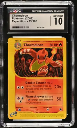 CGC 10 GEM MINT Charmeleon 2002 Expedition 73/165 Pokemon Card - Image 1