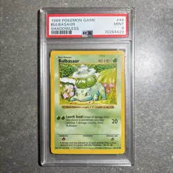 1999 Shadowless Bulbasaur Base Set Pokemon Card PSA 9 Mint #44 WOTC Vintage - Image 1