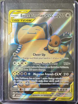 Eevee & Snorlax GX Full Art Holo Card 171/181 Pokemon Sun & Moon - Team Up - Image 1
