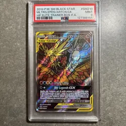 2019 Moltres/Zapdos/Articuno GX SM210 Full Art Black Star Promo Card PSA 9 - Image 1